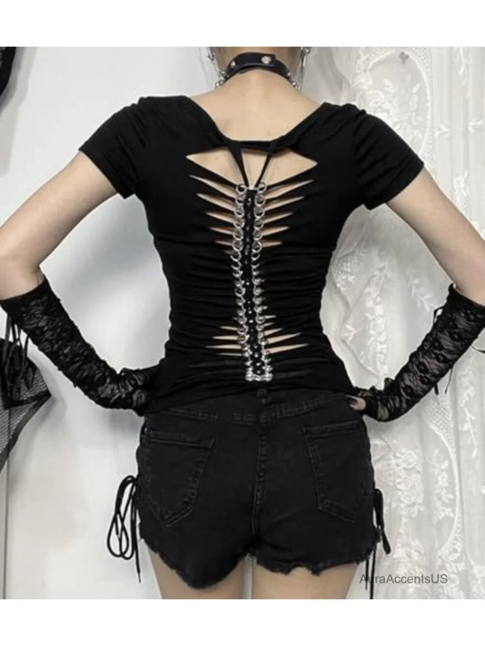 Fingerless Lace Gloves Elbow Length Arm Warmers Punk Goth Cosplay Accessories